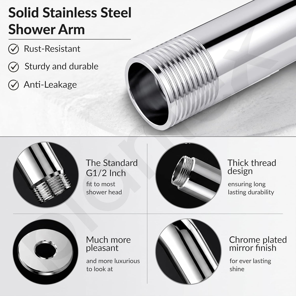 Plantex Shower Head for Bathroom with Shower Arm/Bathroom shower Combo(488) Strong ABS Combo/Rain Shower/Adjustable Head/9 Inch Shower Arm/6 Inch Shower Head-5