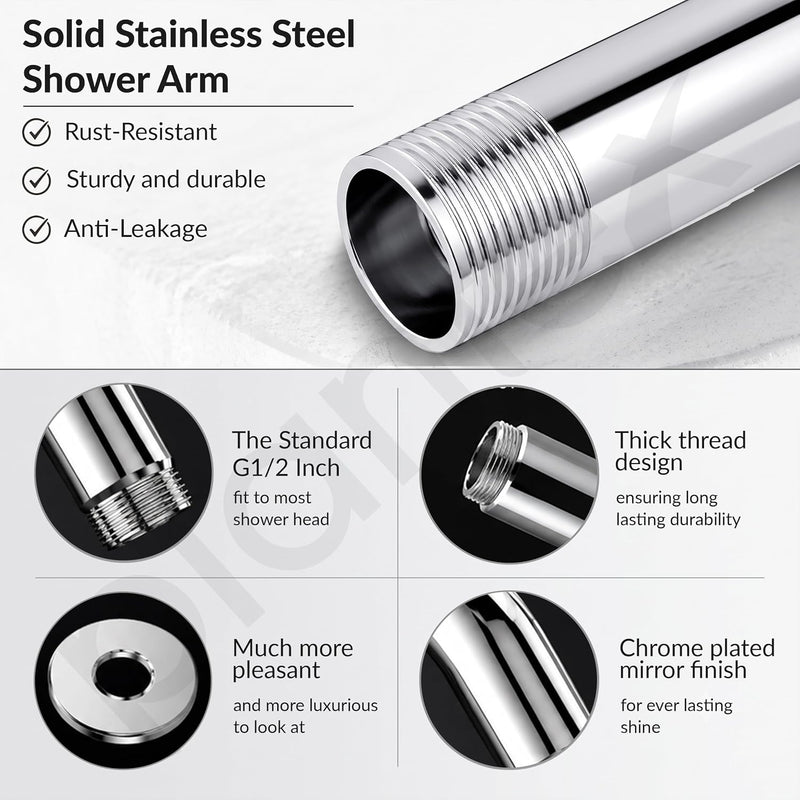 Plantex Shower Head for Bathroom with Shower Arm/Bathroom shower Combo(488) Strong ABS Combo/Rain Shower/Adjustable Head/9 Inch Shower Arm/6 Inch Shower Head-5