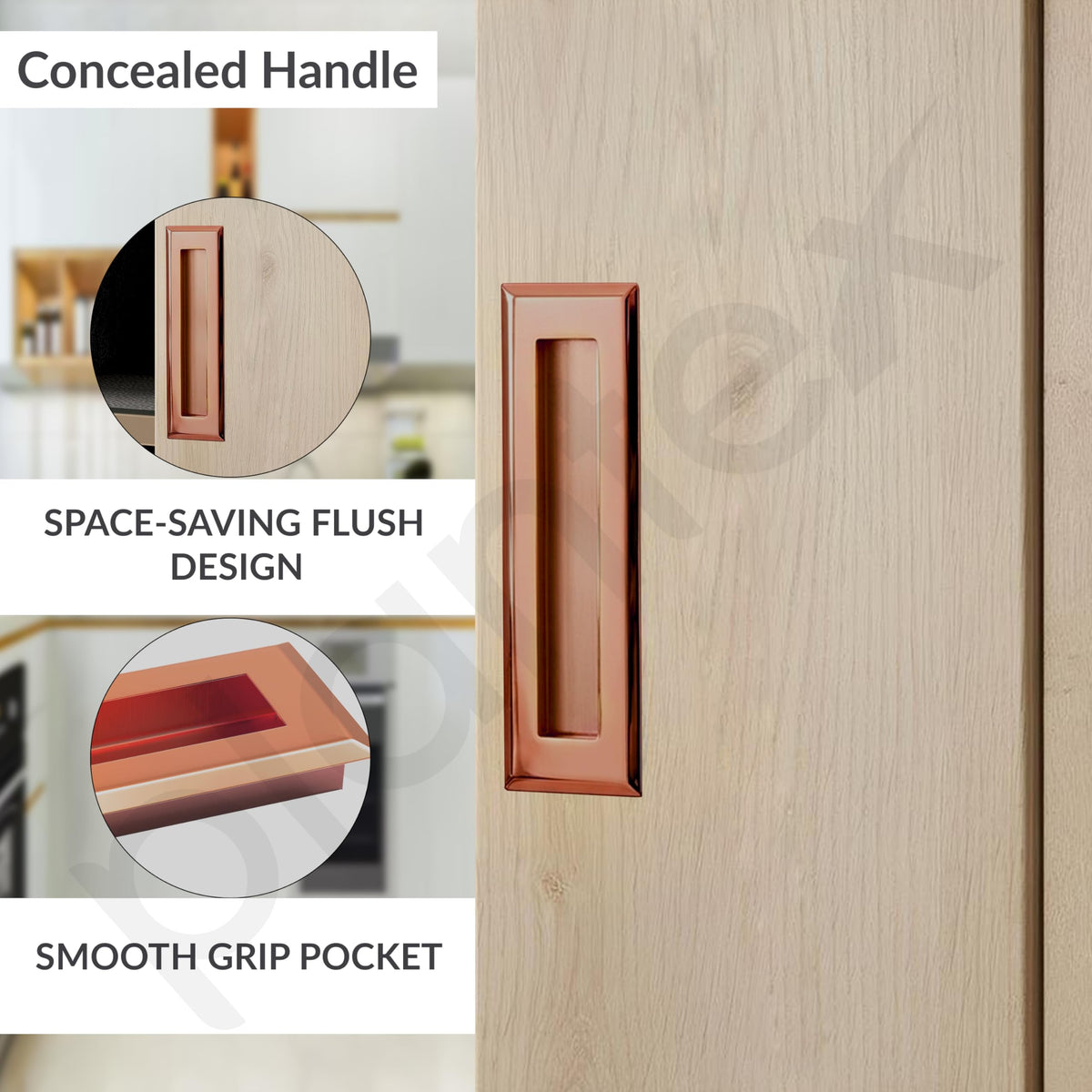 Plantex Sliding Door Handle/Concealed Handle for Sliding Door/160mm Concealed Handle for Wardrobe/Kitchen Cabinet - Pack of 4 (PVD Rose Gold) (Model APS-DTC-3900)-4