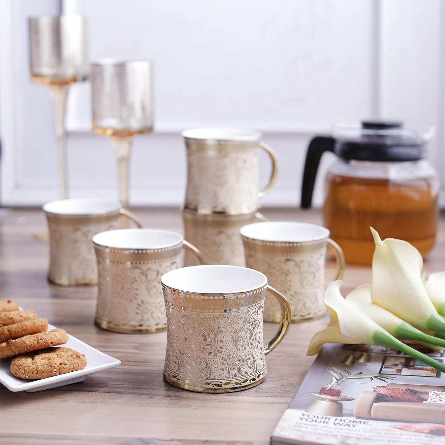 Clay Craft Ceramic Mug - 6 Pieces, Multicolour, 210 Milliliter