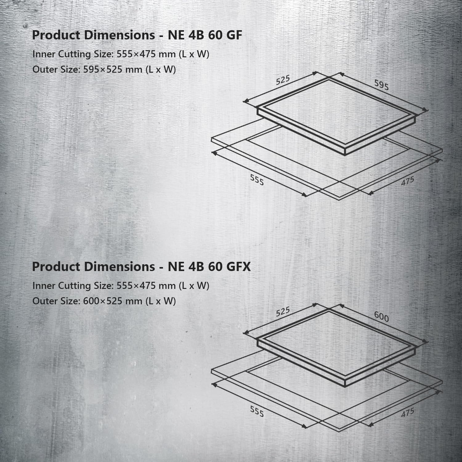 KAFF | 60CM 4 Burners Built-in Hob/Hobtop For Modular kitchen | Auto Electric Ignition | Italian Burner, Enamelled Matt Finish | Easy Grip Knobs | 8 MM Toughened Glass | Black | NE4B60GFX