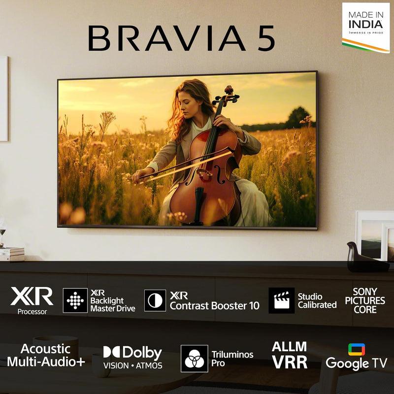 Sony 189 cm (75 inches) BRAVIA 5 Series 4K Ultra HD Smart Mini LED Google TV K-75XR55A-2