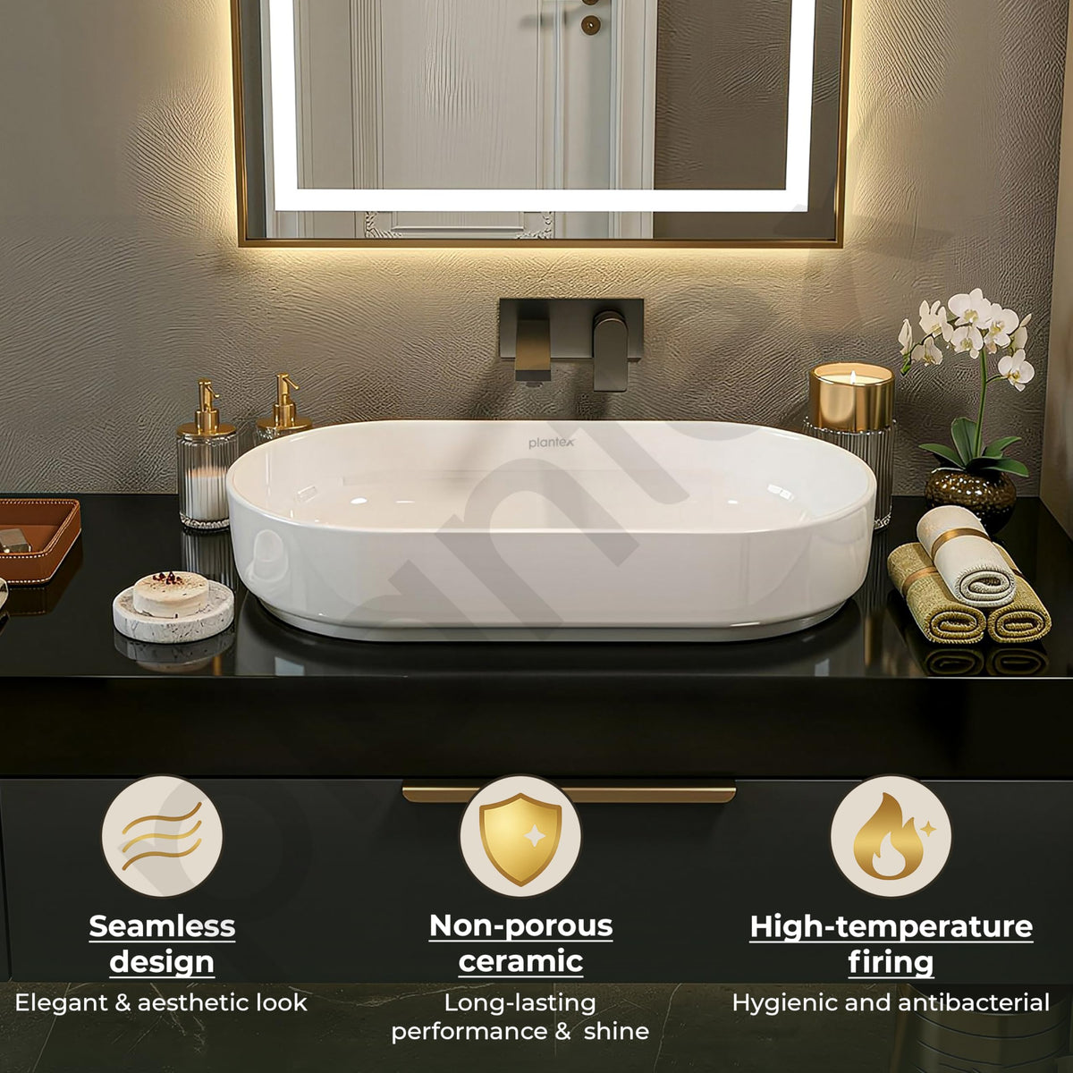 Plantex Platinum Ceramic Wash Basin/Basin for Bathroom/Tabletop Wash Basin/Bathroom Basin with 10 Years Glaze Warranty by Plantex (White, 28 x 14 x 6 Inch)-4