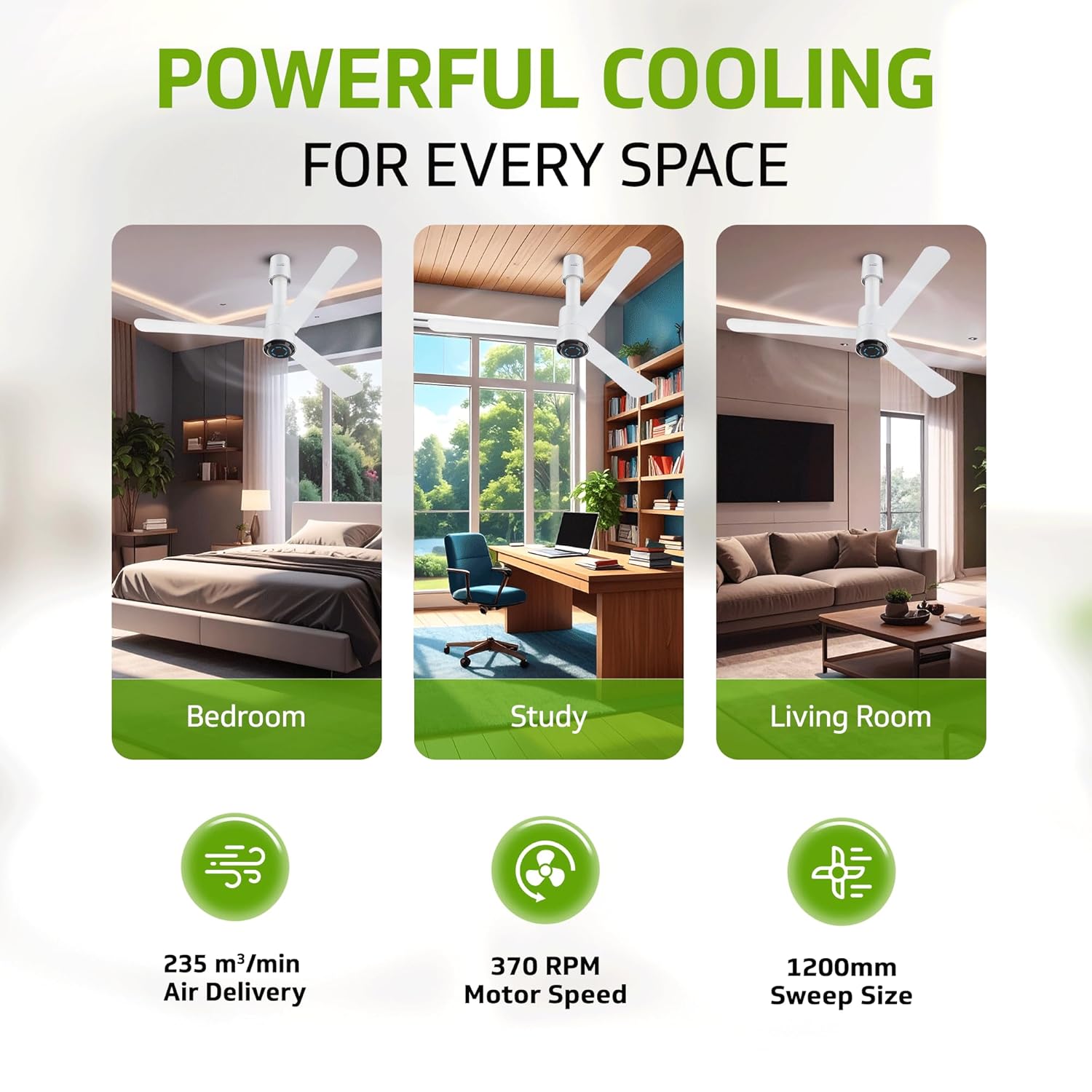 V-Guard Insight-G Premium BLDC Ceiling Fan For Home | 6 Speed Settings | 5-Star Energy Saving | Convenient Remote Control | High-Speed 100% Copper Motor | 1.2M (Blossom White Matte)