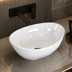 Plantex Ceramic Basin/Wash Basin for Bathroom/Tabletop Wash Basin/Bathroom Basin (Cadiz, White)-1