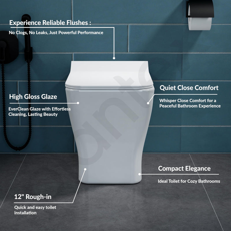 Plantex Platinum Ceramic Commode/Rim Washdown Westen Commode/One Piece Floor Mounted Commode with Soft Close Toilet Seat Cover- S Trap Outlet - (White)-2