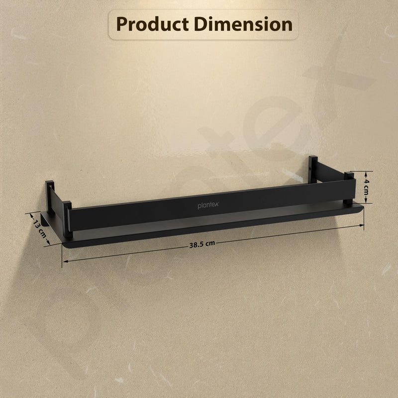 Plantex Stainless Steel Bathroom Shelf/Rack/Bathroom Organizer with Drill/Kitchen Storage Shelf/Wall Mounted Washroom Accessories - (15 x 5 Inch, Black)-5
