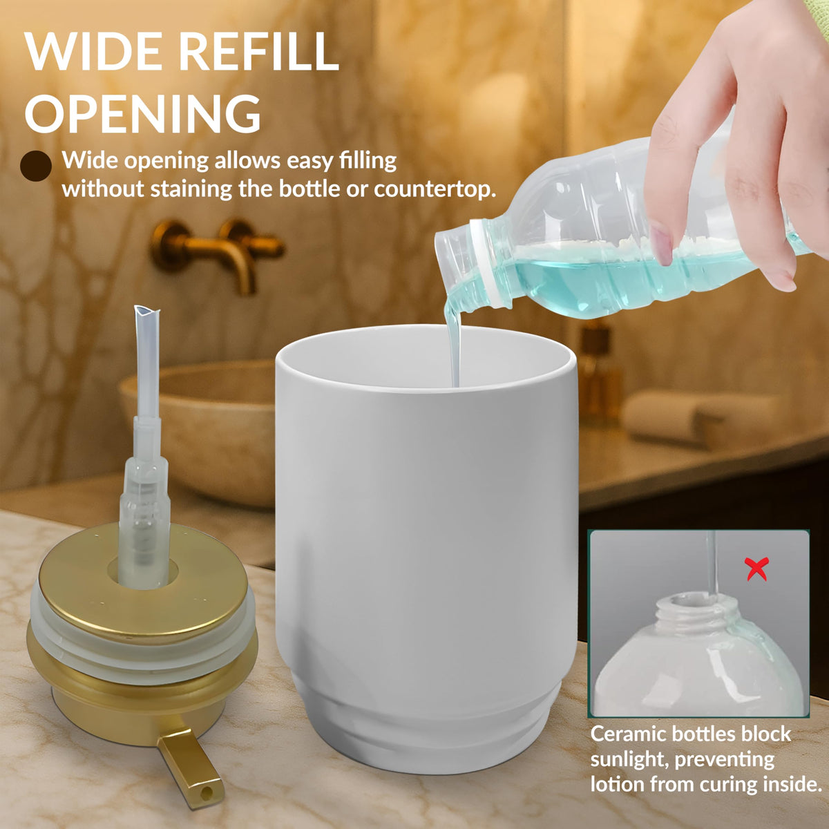 Plantex Ceramic Soap Dispenser for Washbasin/Hand Soap Dispenser/Soap Dispenser for Kitchen/Bathroom Accessories - Pack of 1 (Model APS-NZBA-436)-2