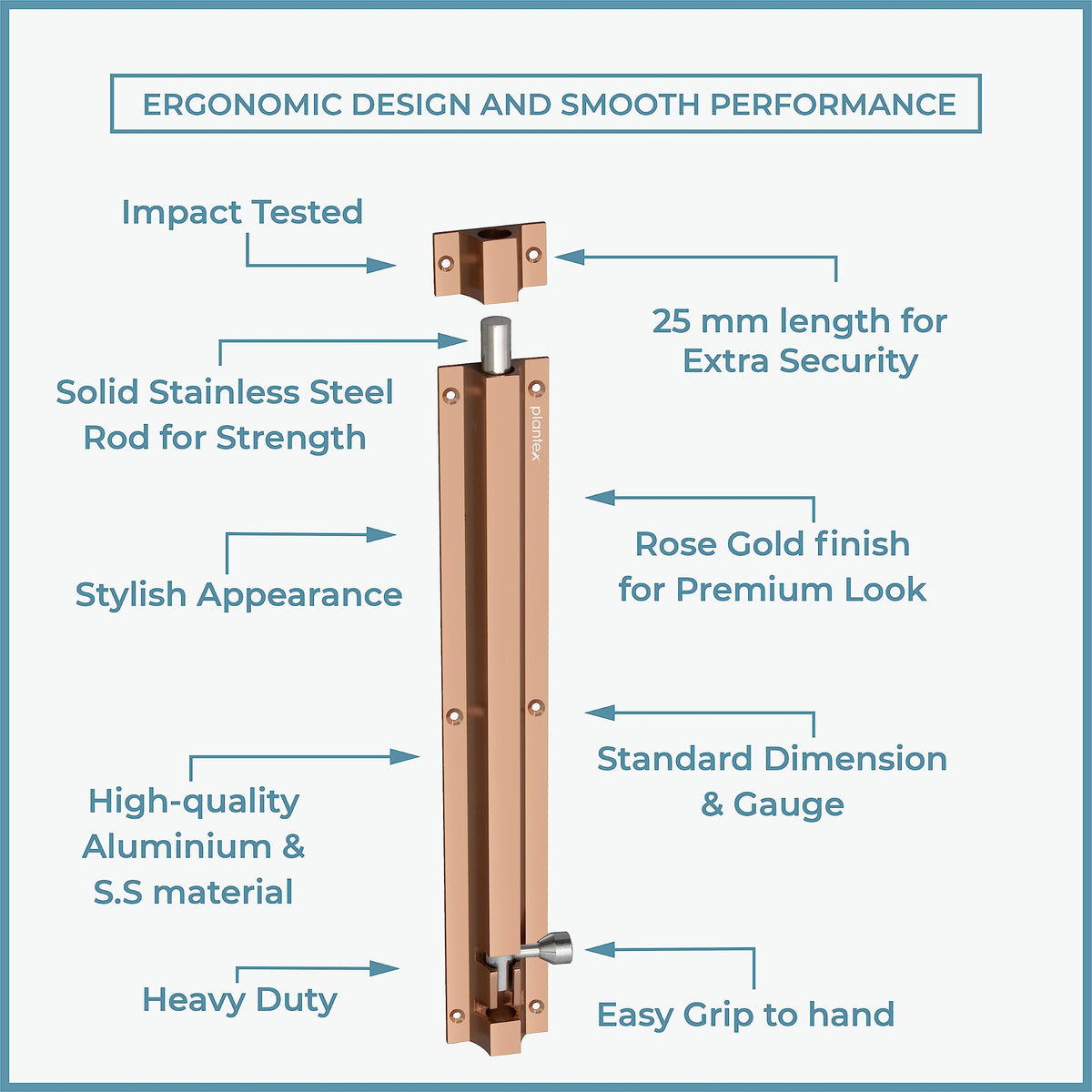 Plantex Stainless Steel 12 inch Tower Bolt/Tower Bolt for Home,Offices Doors and Windows/Tower Bolt for Main Door/Door Latch/Kundi/Chitakini/Door Latch for Windows (Rose Gold, Pack of 1)-4