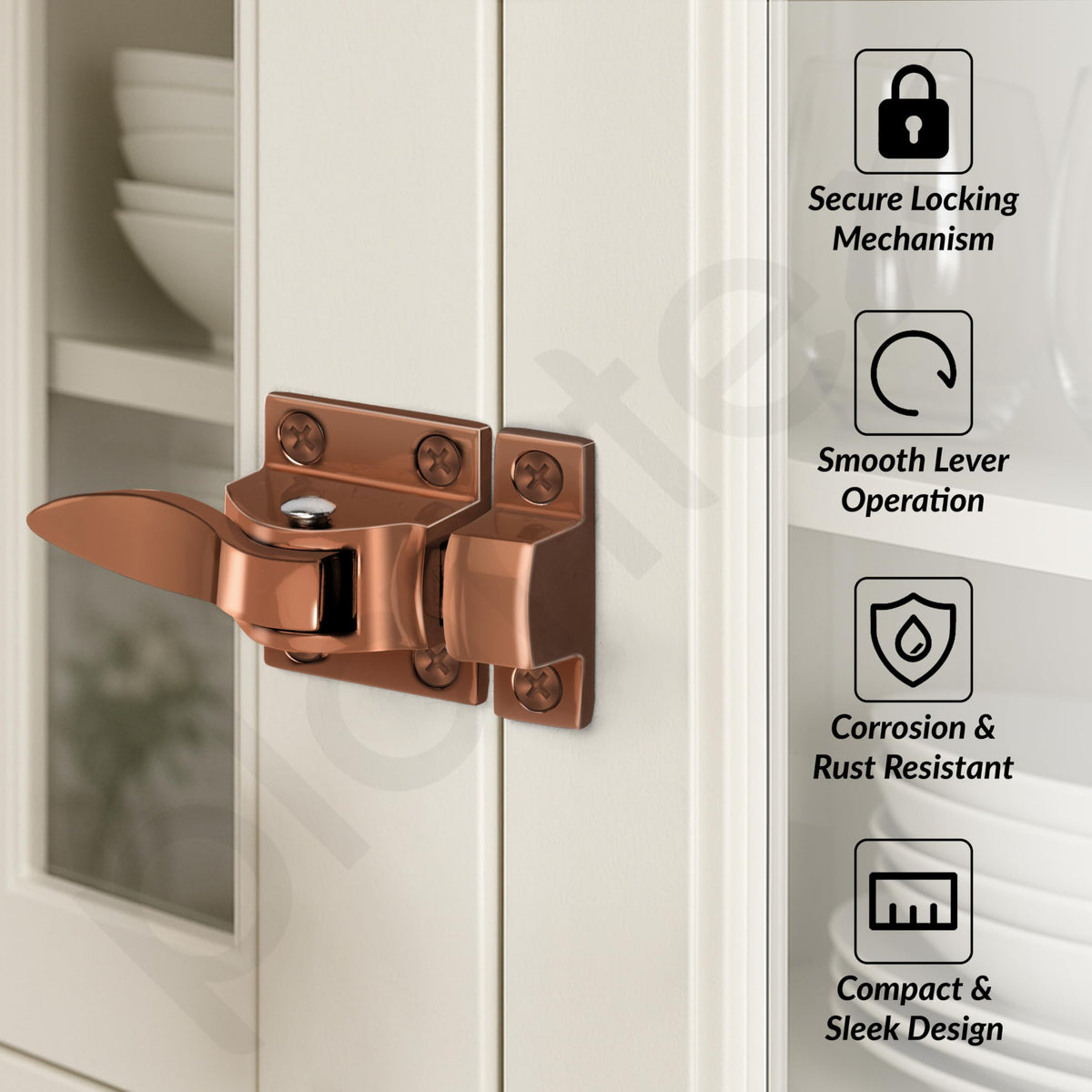 Plantex Cabinet Latch Heavy-Duty Hatch Case Bolt for Storage Units, Toolboxes, Kitchen Cabinets & Cupboards - Pack of 4 (Rose Gold)-2