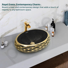 Plantex Table Top Wash Basin For Bathroom/Designer Ceramic Basin/Countertop Vessel Sink Basin - Indo-European Collection (EQTT-594, 23 x 16 x 7 Inch)-5
