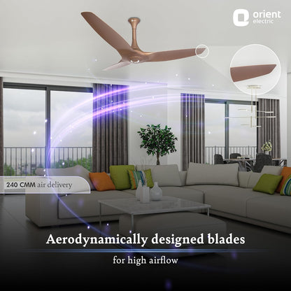 Orient Electric’s 1230 mm Aeroquiet ceiling fan |Best-in-class 18-pole motor| BEE 2-Star Rated Energy Efficient Fan | 100% Copper motor |Noiseless fans | 2-year warranty | Caramel Brown, pack of 1
