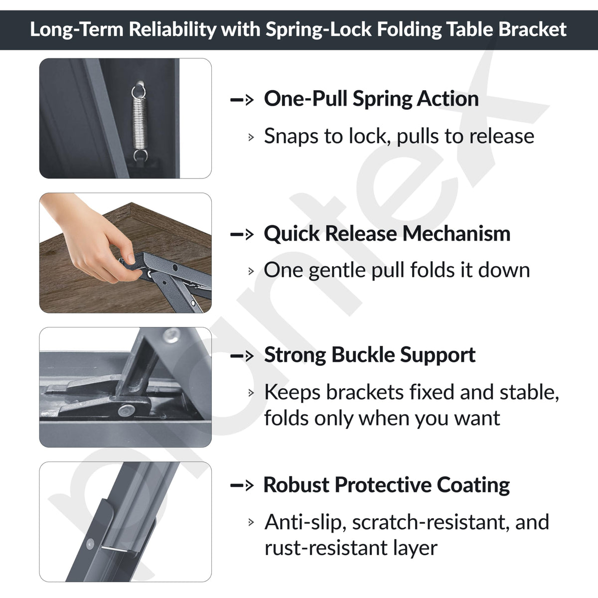 Plantex Heavy Duty 16 Inch Foldable Table Bracket/GI Steel Multipurpose Shelf Bracket/Space Saving Wall Bracket/Folding Bracket for Home & Office - Pair of 1 (Grey)-4