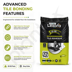 Plantex Lexora Tile Adhesive for Terracotta/Ceramic & Quarry Tiles/Polymer Modified Cement Adhesive for Floor & Wall Tiles Fixing/ Kitchen & Bathroom‚ Use - 20kg (LX-02, Grey)-5