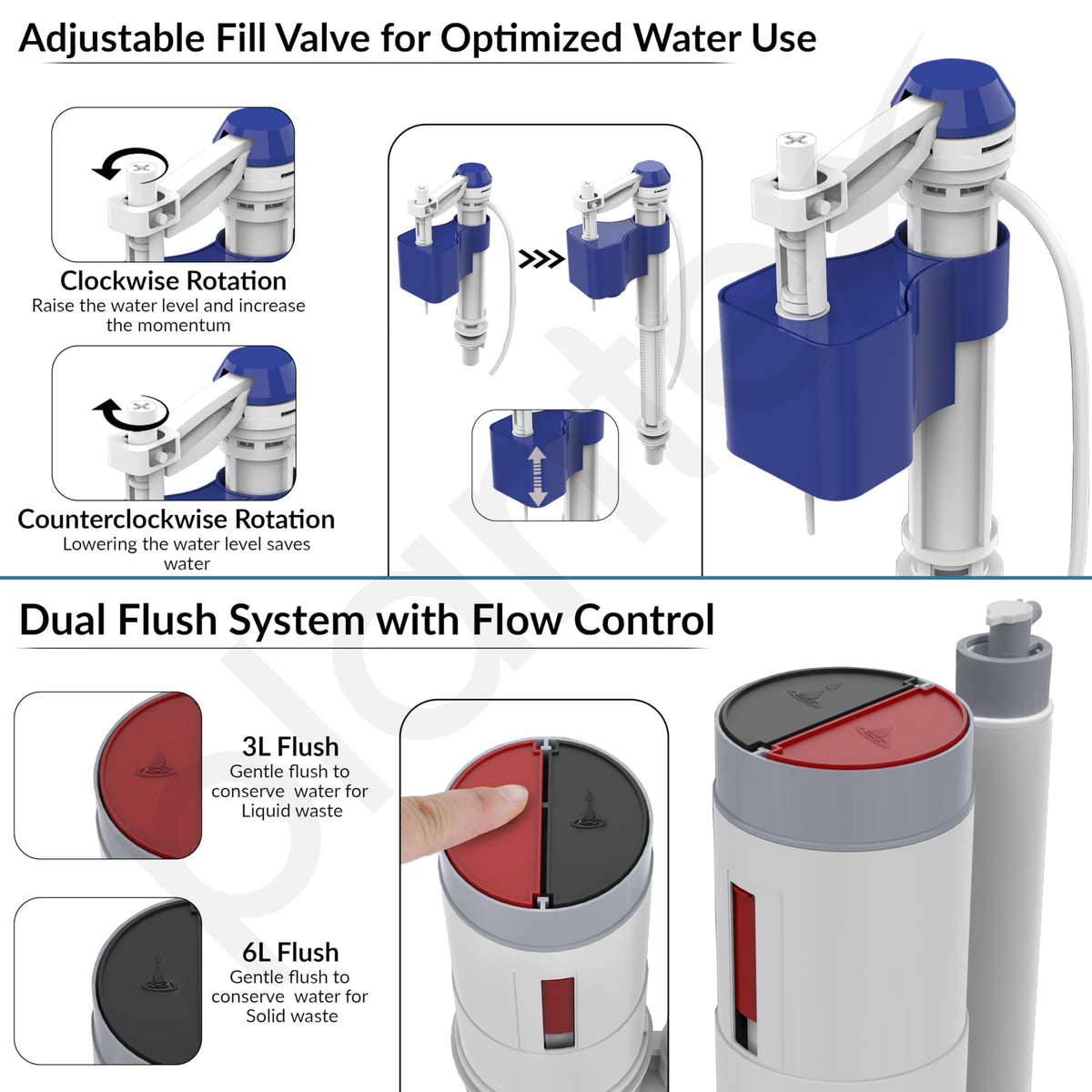 Plantex 10 Inch Ball Cocke for Flush Tank/Dual Siphon Flush Valve/Water-Saving Toilet Repair Kit for One Piece Toilet/Cistern Flush Tank Kit - (Set of 1)-5