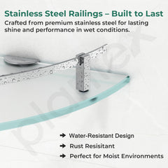 Plantex Frosted Glass Corner/Shelf for Bathroom/Wall Shelf/Storage Shelf - (12x12 in,Chrome-Pack of 2)-3