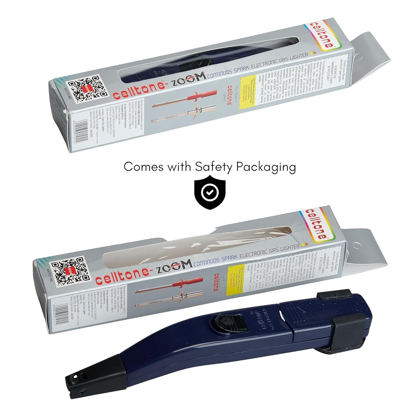 celltone Plastic Zoom Electric Gas Lighter For Kitchen Use - Battery Operated Continous Spark Gas Lighter For Stove|6 Months Warranty - Blue