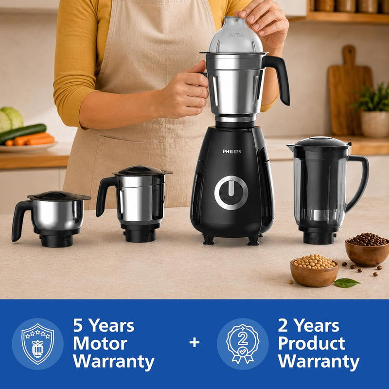 Philips HR7732 1000W Mixer Grinder with 4 Jars, Double Ball Bearing Motor