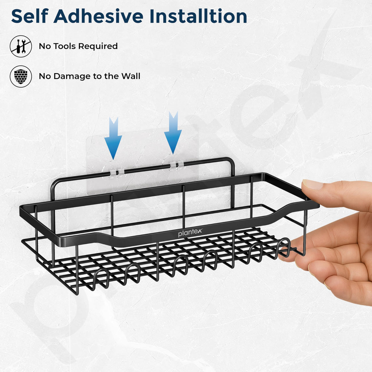 Plantex Self Adhesive Bathroom Combo Bathroom Shelf/Soap Dish/Multipurpose Bathroom Organizer/Soap Holder/Bathroom Accessories - Combo (Black)-3
