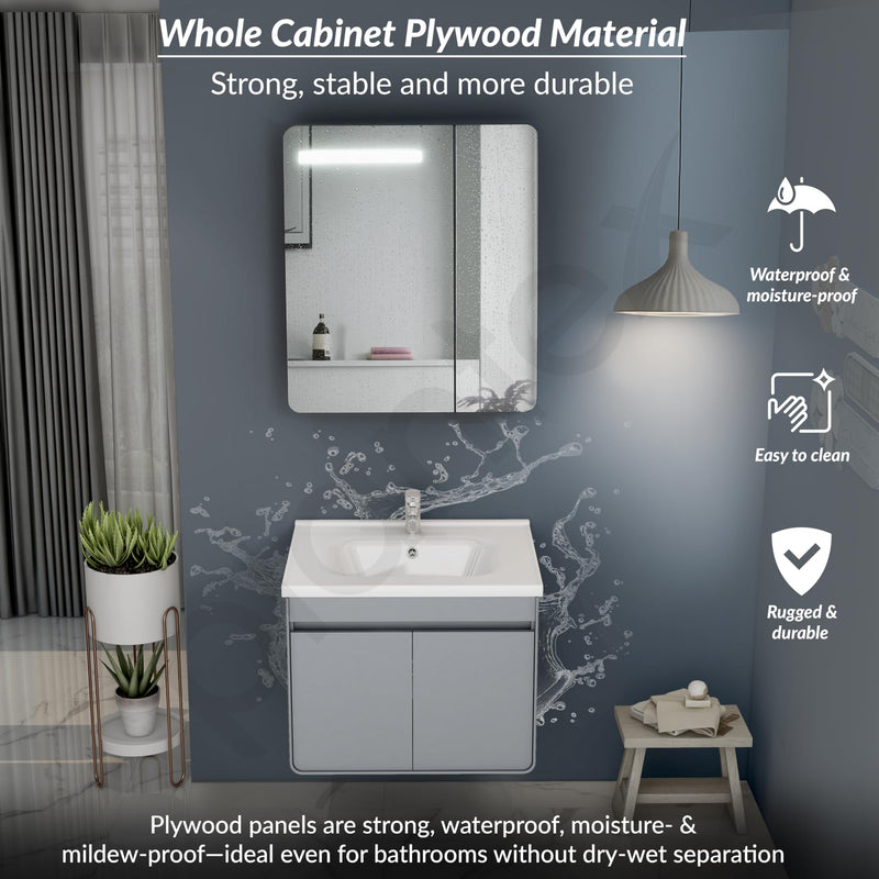 Plantex Plywood Vanity for Bathroom/Square Cabinet with Wash Basin and Mirror/Bathroom Organizer for Home - (NZBC-40)-2