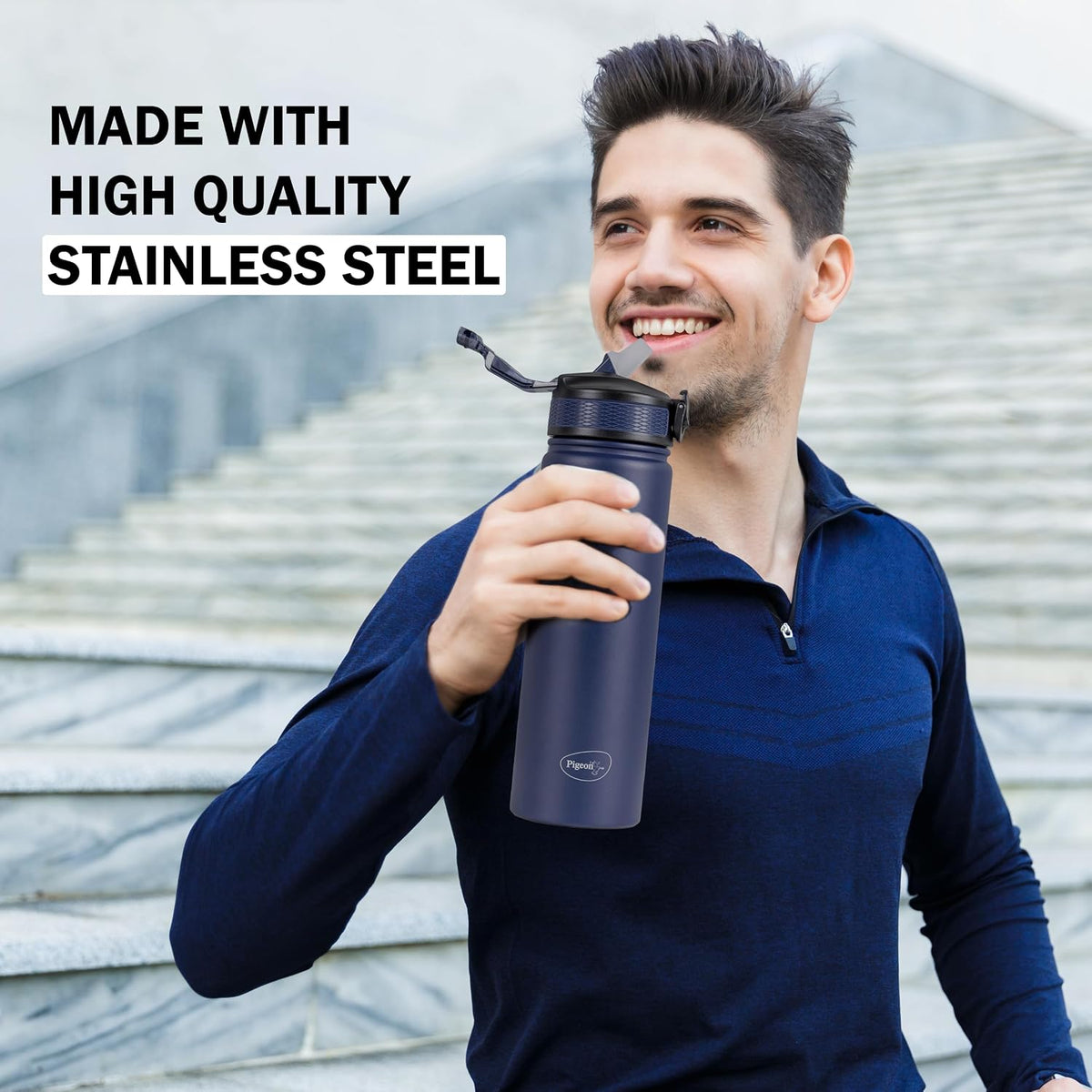 Pigeon by Stovekraft Rush Thermos Stainless Steel Sipper Flask with Straw, Cleaner and Additional Screw Cap