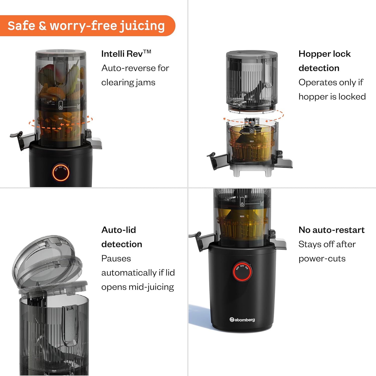 Atomberg Althea Cold Press Juicer | High Nutrition | Easy Assembly & Cleaning | Intelligent Auto Reverse | Advanced Safety Features | Ideal for Fruit, Veggie Juices & Nut Milks