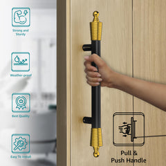 Plantex Heavy Duty Door Handle for Main Door/14-inches Main Door Handle/Pull Push Door Handle for Wooden & Glass Door - Pack of 1 (Black and Gold) - 3 Years Warranty-3