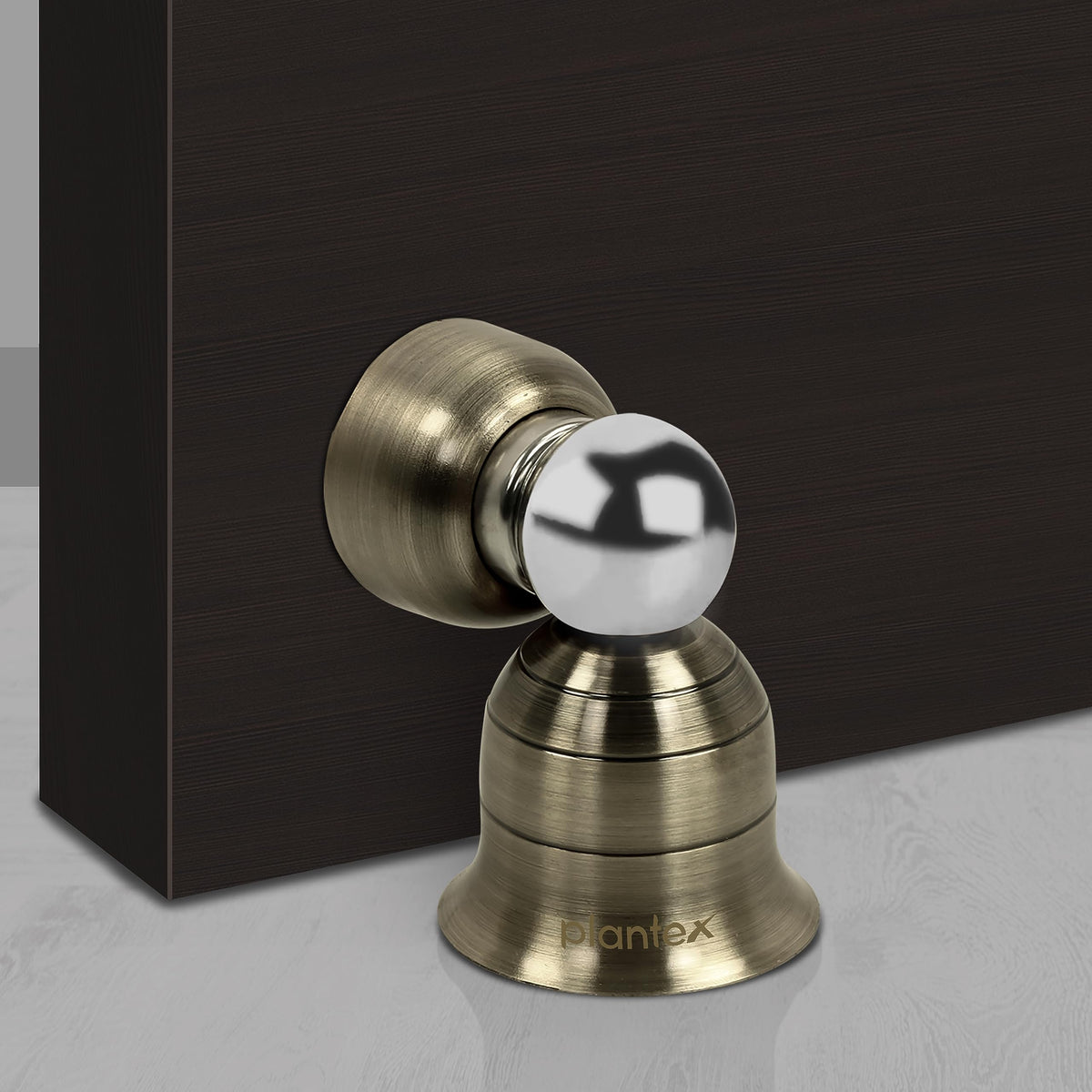 Plantex Door Magnet Stopper/Satinless Steel Door Catch for Home/Office/Hotel/Floor Mounted Soft Catcher to Hold Wooden/Glass/PVC Door/Stops for Door - 3 Inch (Brass Antique Finish)