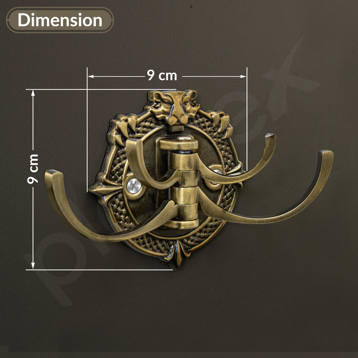 Plantex Zinc Alloy, Antique Robe Hook, Cloth-Towel Hanger Bathroom Accessories (Brass, Lion)-4