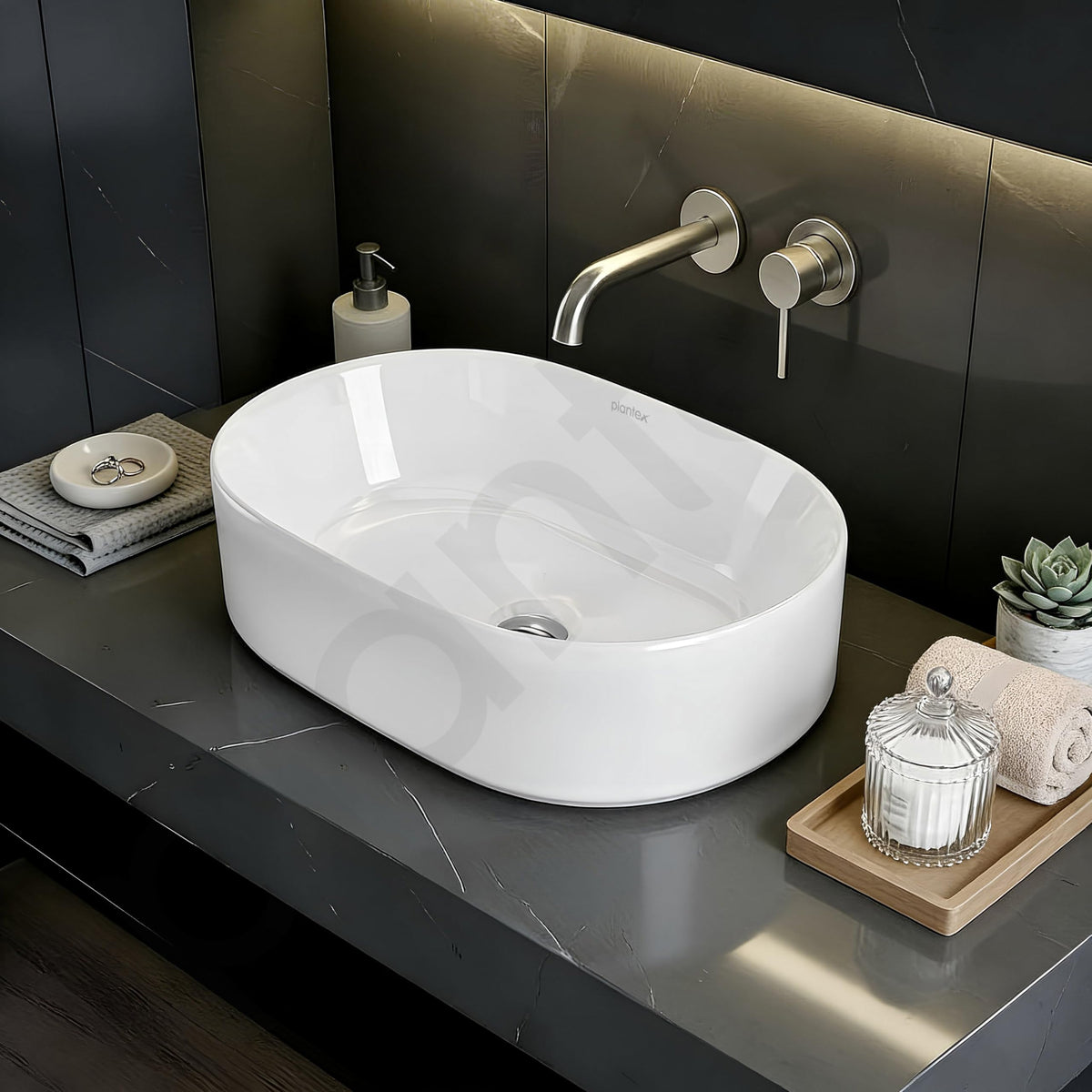 Plantex TableTop Wash Basin for Bathroom/Ceramic Basin with 10 Years Glaze Warranty by Plantex/Washbasin for Home/Hotel/Restaurant (Glossy White - 19 x 13 x 5.5 Inch)-3