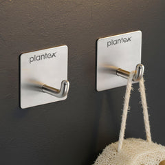 Plantex Wall Hanging Hook/Bath Towel Hook/Self Adhesive Square Robe Hooks for Kitchen/Bathroom/Stylish Home Decor Items - Pack of 2 (Chrome)-1