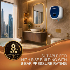Crompton Amica Pro 10L 5‑Star Storage Water Heater (Geyser) | Glassline Tank for Hard Water | Free Installation | 8 Bar High‑Rise Pressure | 5‑Level Safety | Rust‑Proof Body | 2kW Fast Heating