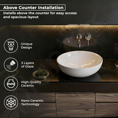 Plantex Platinum Ceramic Table Top Wash Basin/small Basin for Bathroom with 10 Years Glaze Warranty by Plantex (15.5 x 15.5 x 5 Inch - White)-2