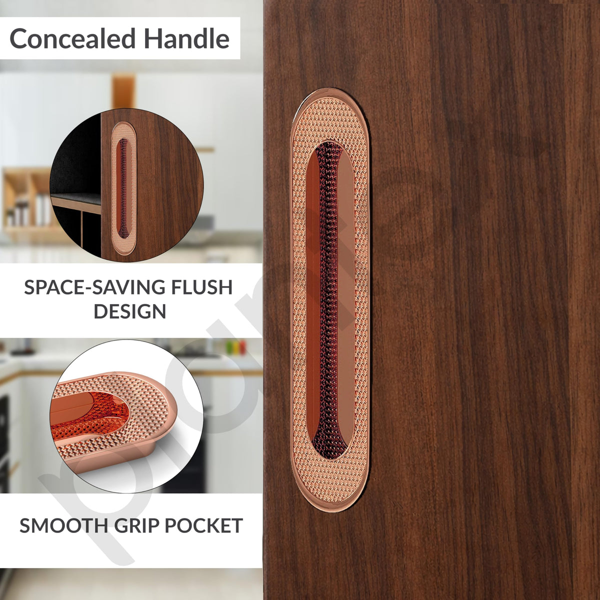 Plantex Sliding Door Handle/Concealed Handle for Sliding Door/224mm Concealed Handle for Wardrobe/Kitchen Cabinet - Pack of 1 (Rose Gold) (Model APS-DTC-3770)-4