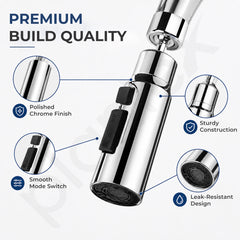 Plantex Tap Extension for Kitchen Sink/360° Swivel Kitchen Sink Faucet Aerator/3 Anti-Splash Modes Sprayer/Upto 70% Water Saving - Pack of 1 (Chrome)-4
