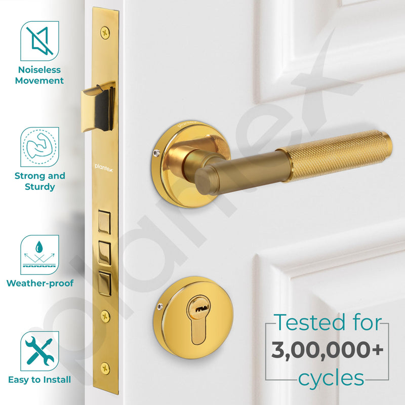 Plantex Premium Door Lock with 3 Years of Warranty/Main Door Locks for Home/Mortise Lock Set for Door (PVD Gold)-2