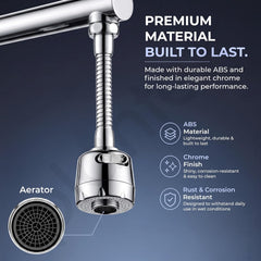 Plantex Water Saving Kitchen Tap Extender/2 Mode ABS Flexible Tap Extension With Aerator/360° Neck Rotation -(Chrome, APS-N-3)-3