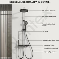 Plantex 304 Grade Stainless Steel Shower Panel for Bathroom/Modern Shower System with Head Shower/Hand Shower & Massage Spray Jet for Bathroom (Gun Metal Grey)-2