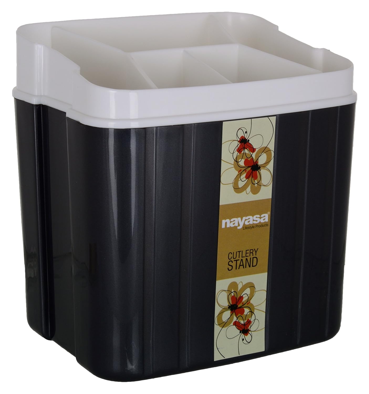 Nayasa Superplast Castle Plastic Cutlery Stand, Grey, 12X3X14 Cm