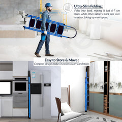 Plantex Ladder for Home - Premium Steel Foldable 5-Step Ladder - Anti Skid Strong Steps with 5 Years Manufacturer Warranty (Blue & Black)