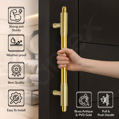 Plantex 12 Inch Main Door Handle/Pull-Push Handle for Main Door/Stainless Steel Handle for Home&Office/Hotel - Pack of 1 (Brass Antique & PVD Gold)-3