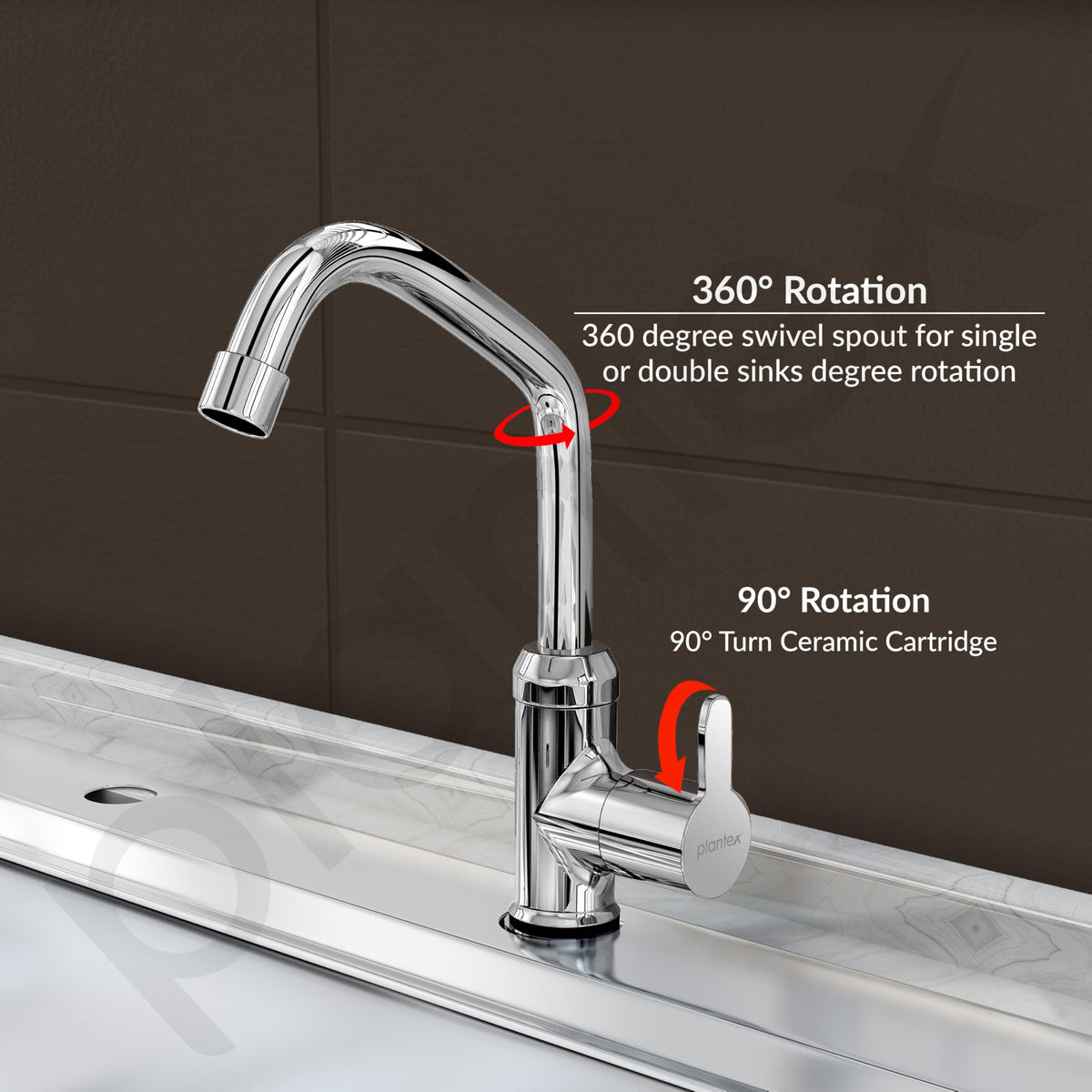 Plantex Pure Brass Single Lever Kitchen Taps for Home Sink/Kitchen Tap with Water Saving Nozzle for Sink Tap with 7 Year Warranty -(FLO-812-Mirror-Chrome)-6