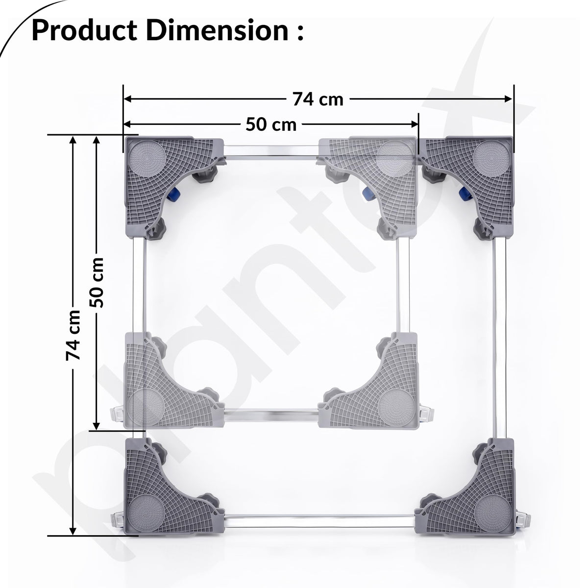 Plantex Adjustable Washing Machine Stand for Fridge/Heavy Duty Refrigerator Trolley with Lockable Wheels/8 Jack Anti-Vibration Support/180 kg Load Capacity - (Grey & Chrome)-2