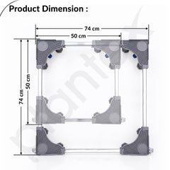 Plantex Adjustable Washing Machine Stand for Fridge/Heavy Duty Refrigerator Trolley with Lockable Wheels/8 Jack Anti-Vibration Support/180 kg Load Capacity - (Grey & Chrome)-2
