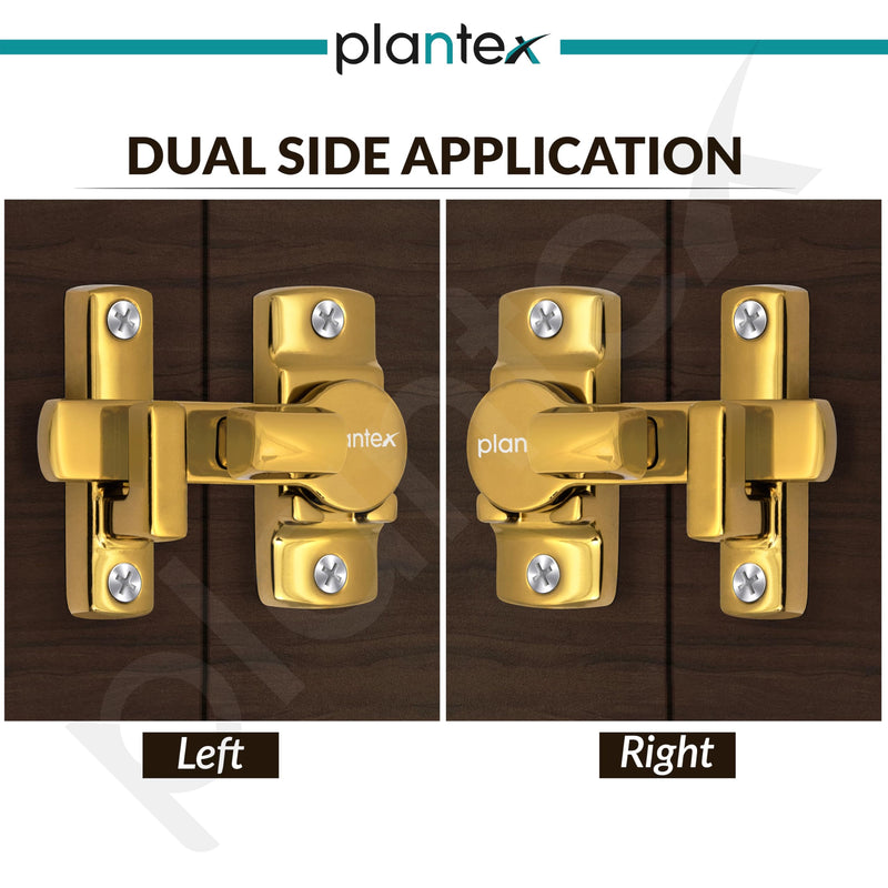 Plantex Door Latch for Balcony/Bathroom/Bedroom/Garden/Sliding Gate - Baby Latch Lock/Chitkani/Back Stopper - (PVD Gold)-4