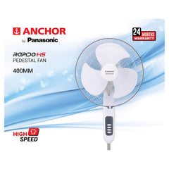 Anchor by Panasonic Rapido 400 mm High Speed Pedestal Fan (Grey)-3