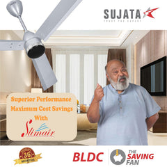 Sujata Slim Air BLDC 1200 mm Ceiling Fan with Remote | 5 Star - Gray Chrome