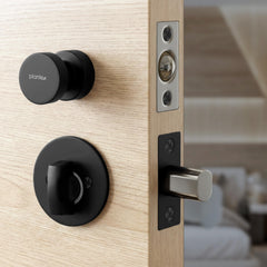 Plantex Bathroom Door Lock/Stainless Steel Pull Push Door Handle Lock Set/Keyless Lock Handle for Bathroom (Black, DTM-666)-1