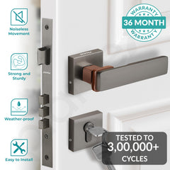 Plantex Triple Security Door Lock for Home/Main Door Lock Set with 3 Years of Warranty/Mortise Lock for Door with Brass Lock Body & Cylinder (7116 - PVD Choco & Satin Black)-2