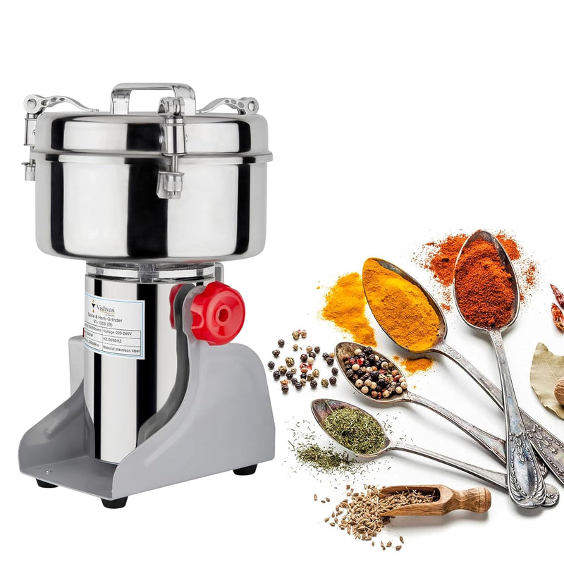 Vishvas Oil Maker Spice Masala Grinder Machine 1Kg with Fast and Efficient Grinding for Spices, Herbs and Dry Fruits 1 Kg, Stainless Steel